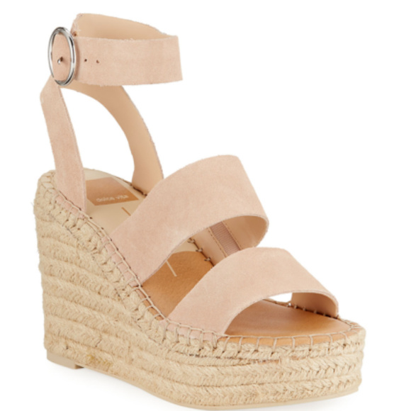 DOLCE VITA Blush Suede Wedge Sandals - Picture 4 of 8